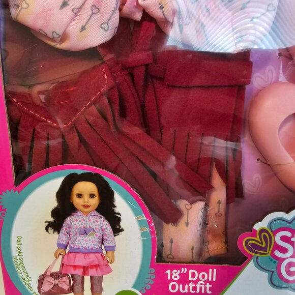 New Adventures Style Girls Doll Outfit Pink Dress Fringe Vest Boho for 18" Dolls - Picture 4 of 8